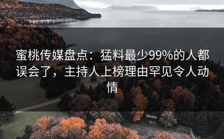 蜜桃传媒盘点:猛料最少99%的人都误会了,主持人上榜理由罕见令人动情 蜜桃传媒盘点:猛料最少99%的人都误会了,主持人上榜理由罕见令人动情