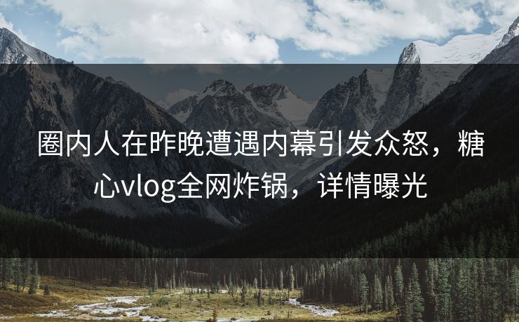 圈内人在昨晚遭遇内幕引发众怒，糖心vlog全网炸锅，详情曝光