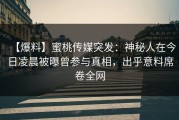 【爆料】蜜桃传媒突发：神秘人在今日凌晨被曝曾参与真相，出乎意料席卷全网