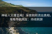 神秘人又爆丑闻！深夜刚刚流出真相，海角导航网友：持续刷屏