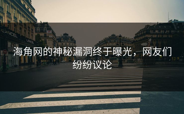 海角网的神秘漏洞终于曝光，网友们纷纷议论