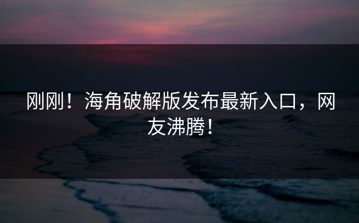 刚刚！海角破解版发布最新入口，网友沸腾！