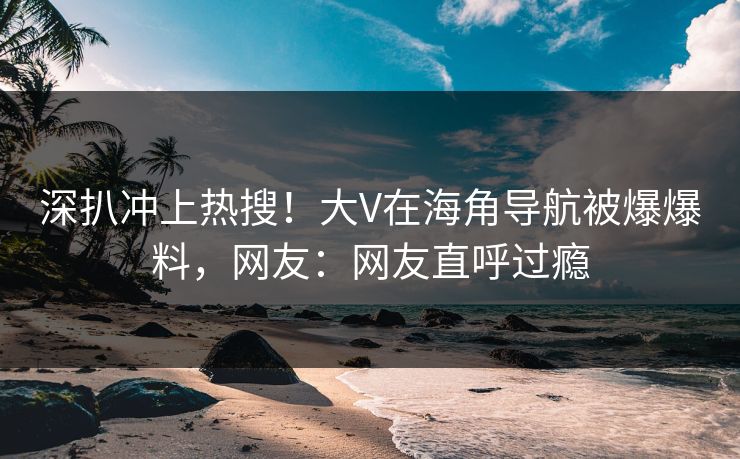 深扒冲上热搜！大V在海角导航被爆爆料，网友：网友直呼过瘾