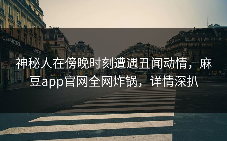 神秘人在傍晚时刻遭遇丑闻动情，麻豆app官网全网炸锅，详情深扒